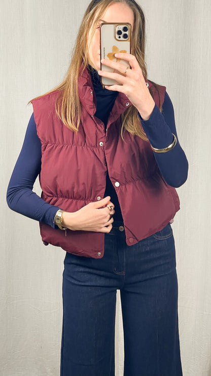 Doudoune Alma - Doudoune courte sans manches bordeaux