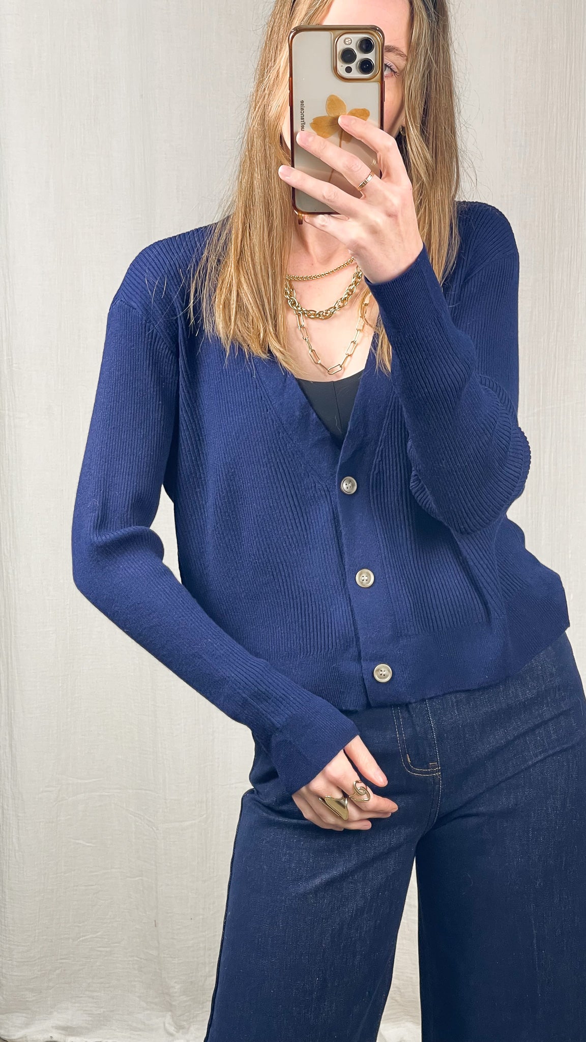 Gilet Bachira – Gilet bleu marine boutonné