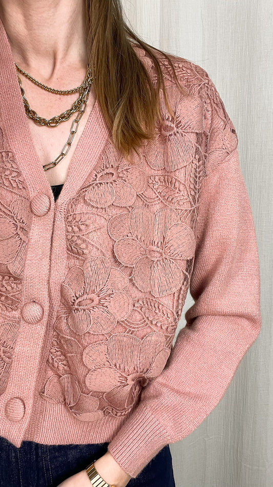 Gilet Danaé - Gilet texturé avec fleurs