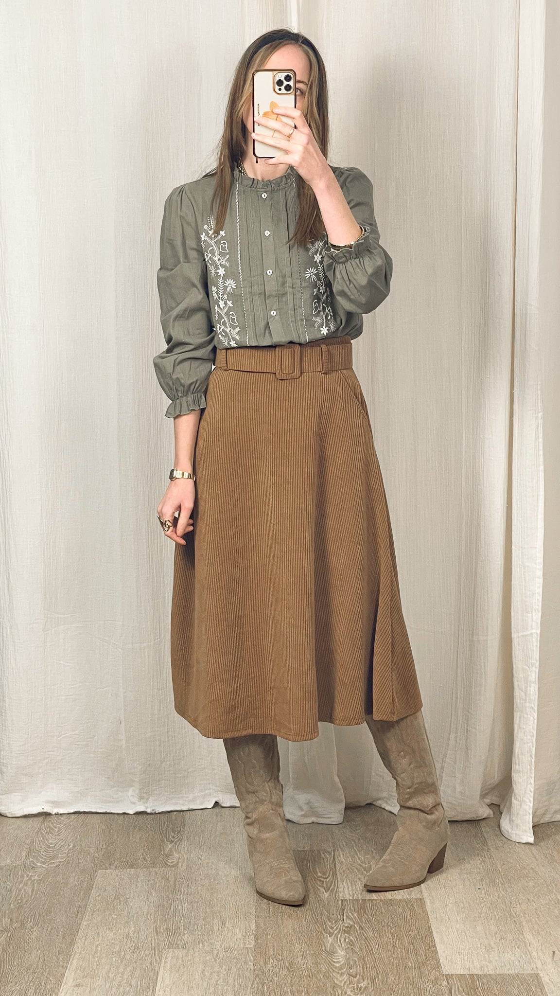 Jupe Luna - Jupe midi en velours côtelé