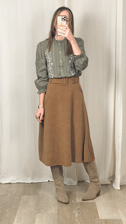 Jupe Luna - Jupe midi en velours côtelé