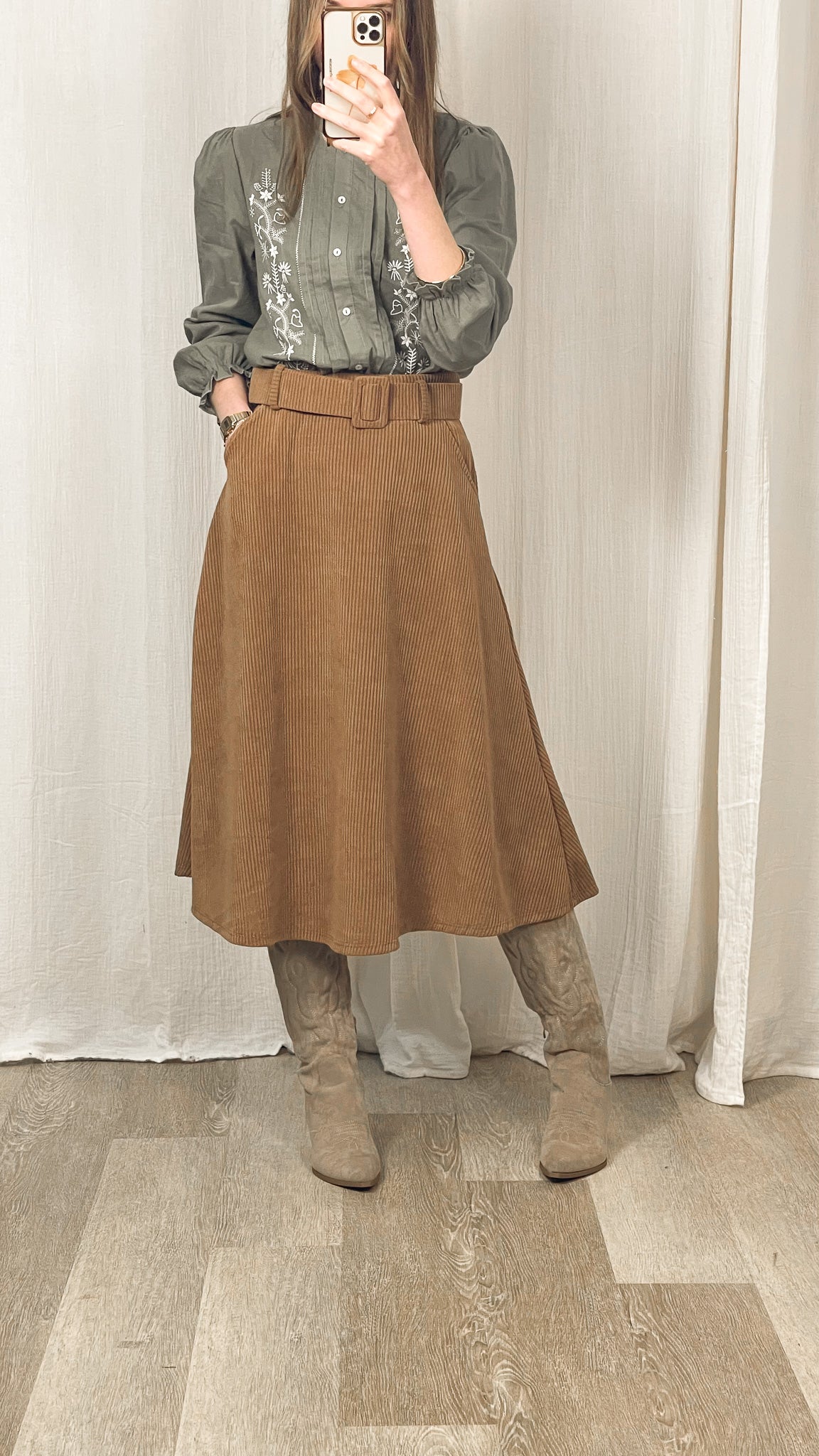 Jupe Luna - Jupe midi en velours côtelé