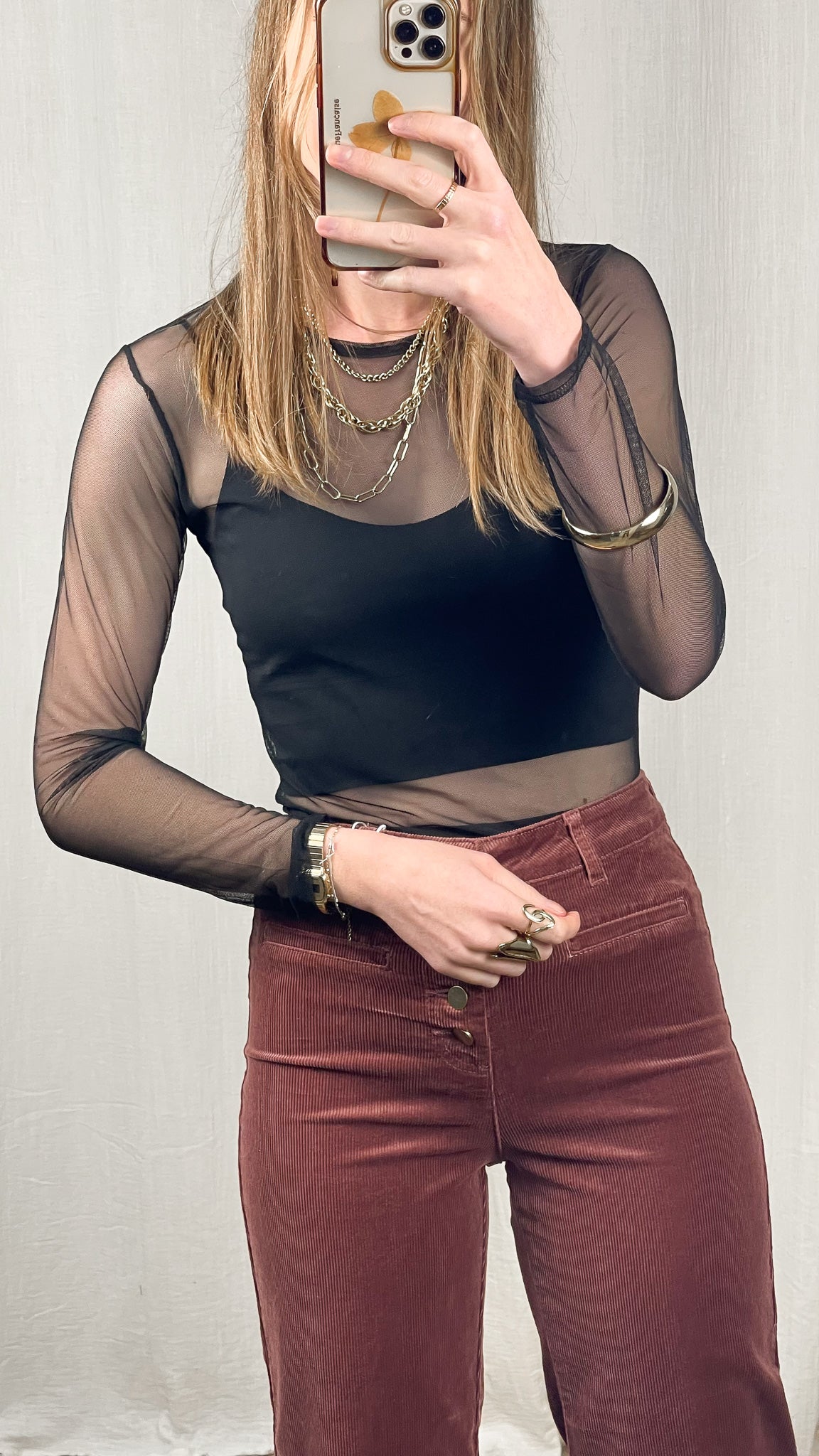 Top en mesh transparent