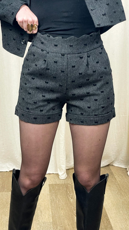 Short Lou - Short en tweed avec noeuds