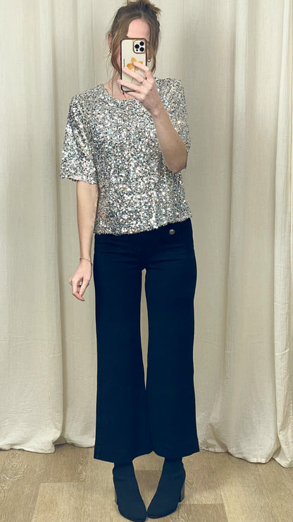 T-shirt Chloé – Top sequins coupe droite