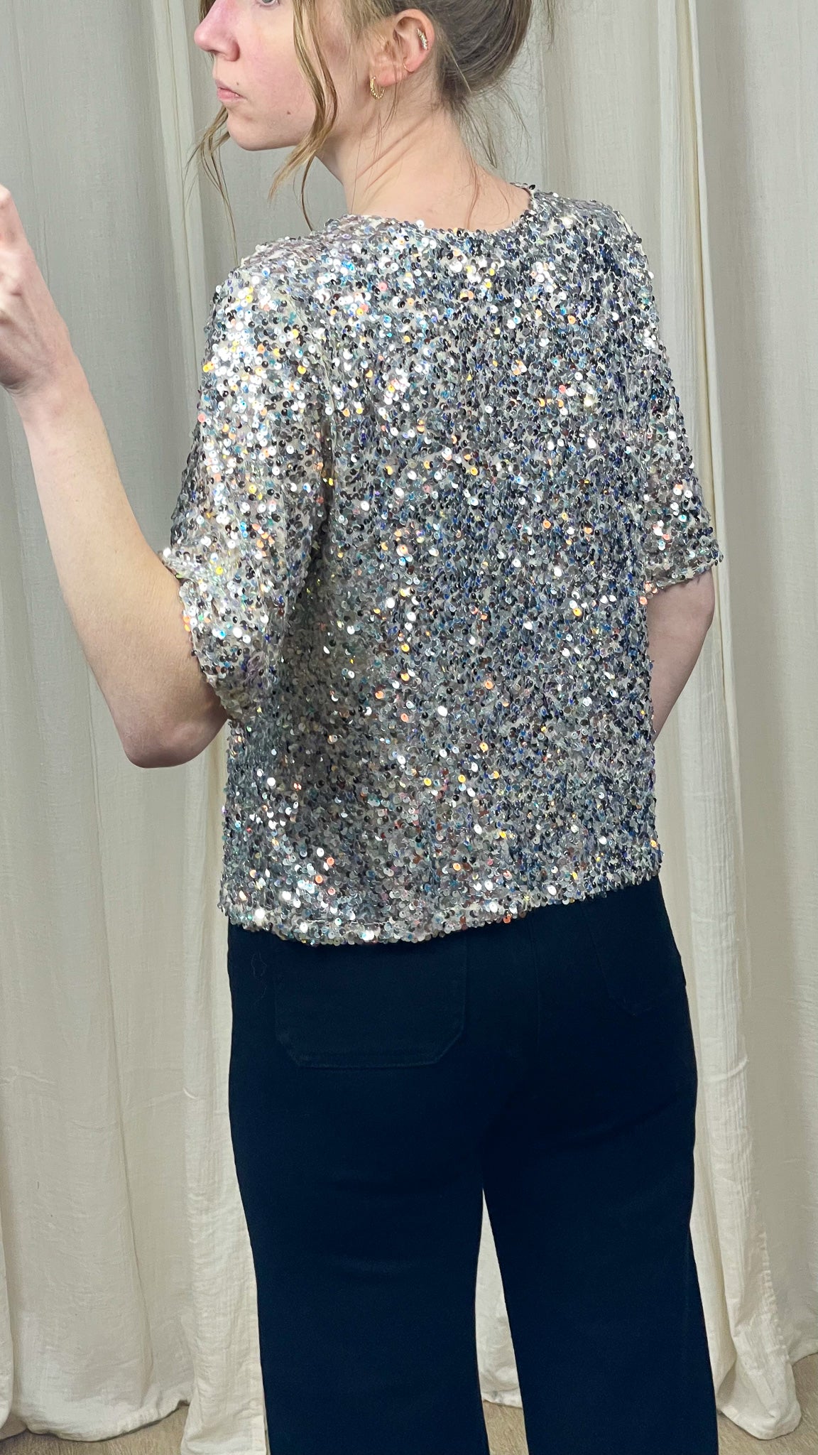 T-shirt Chloé – Top sequins coupe droite