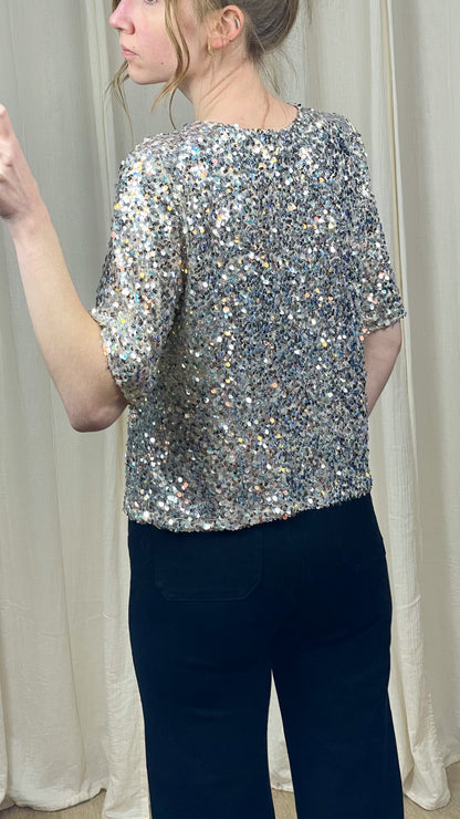 T-shirt Chloé – Top sequins coupe droite