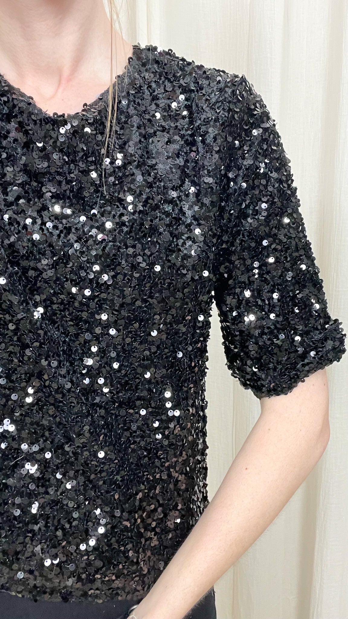 T-shirt Chloé – Top sequins coupe droite