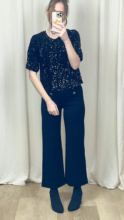 T-shirt Chloé – Top sequins coupe droite