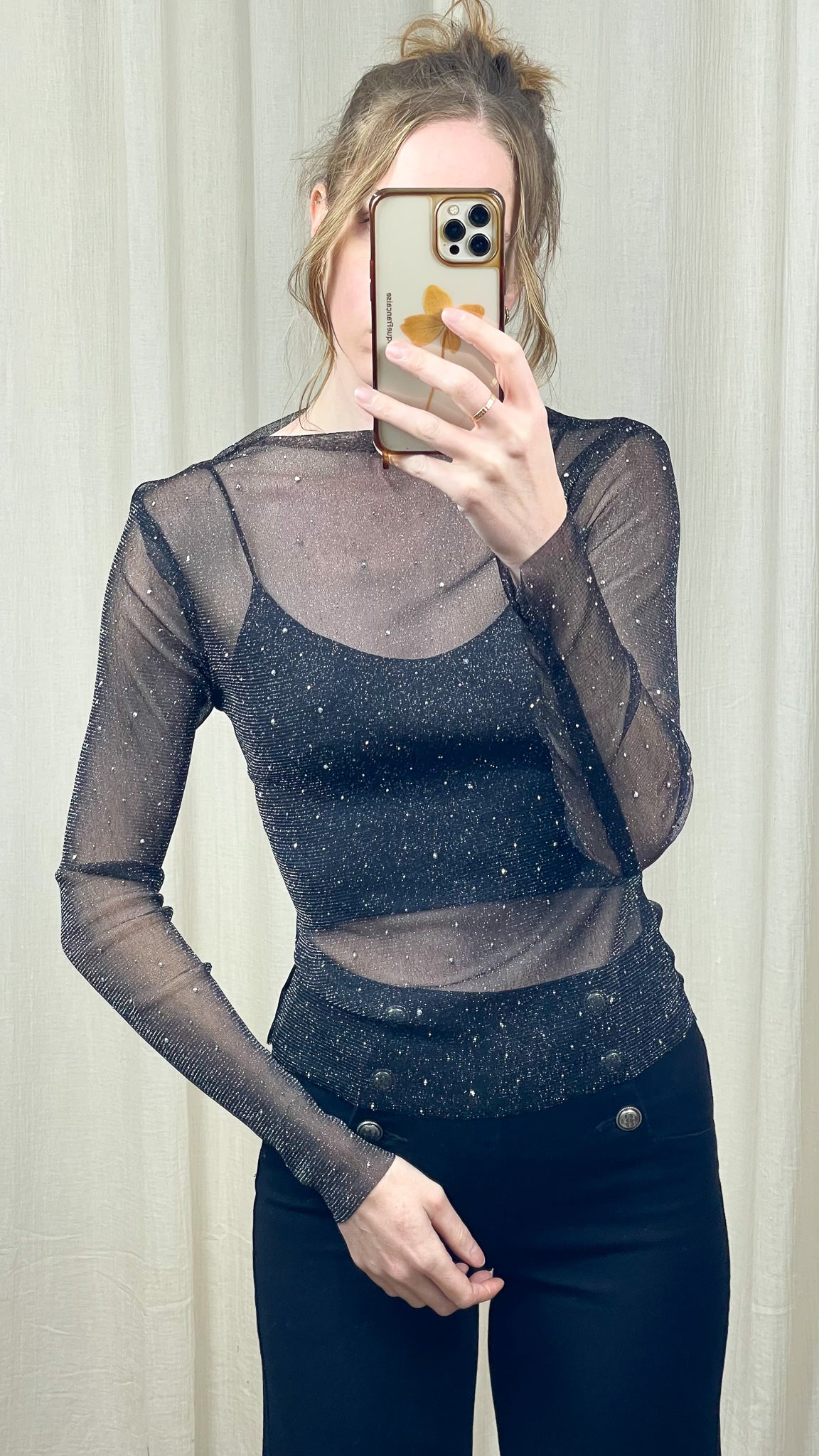 Top Anna – Top en résille pailletée