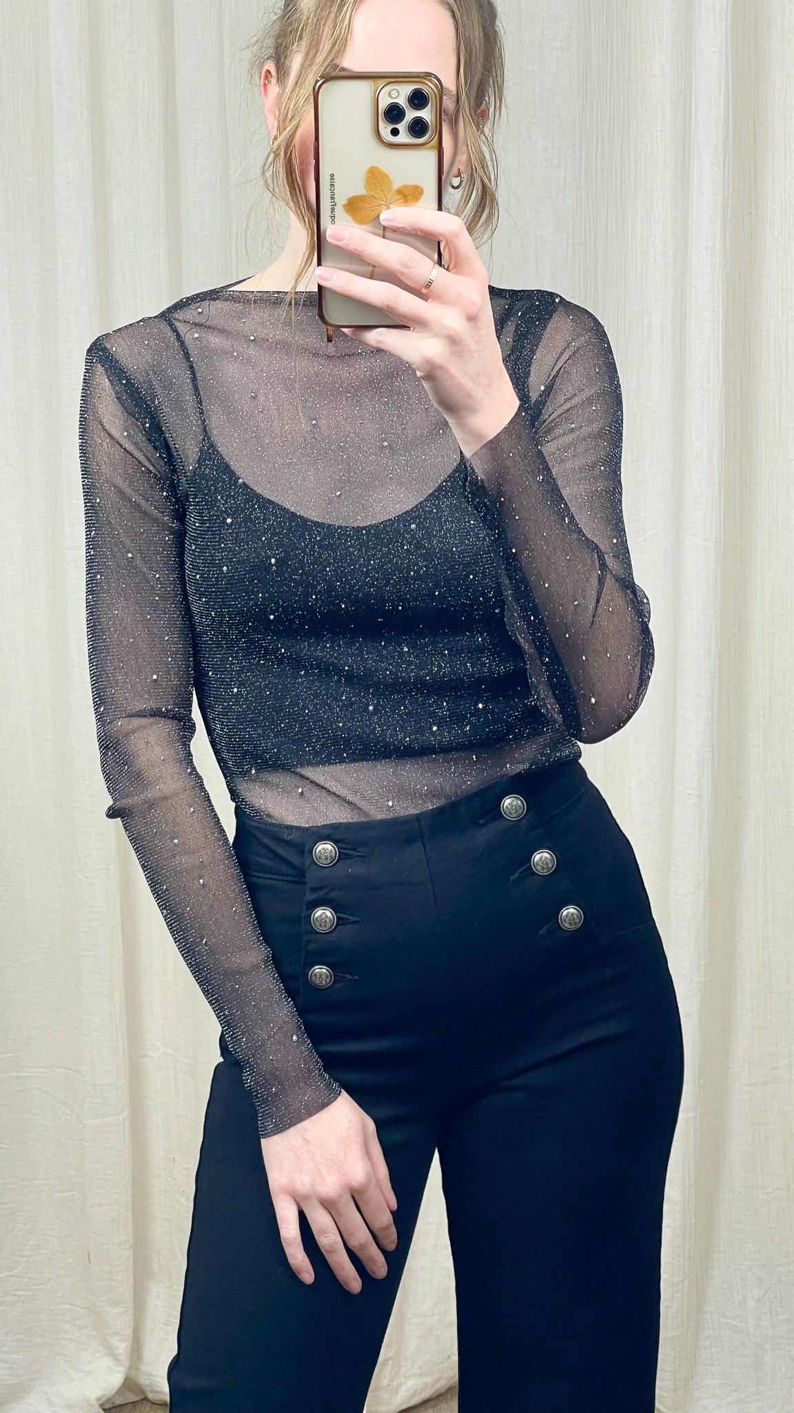 Top Anna – Top en résille pailletée