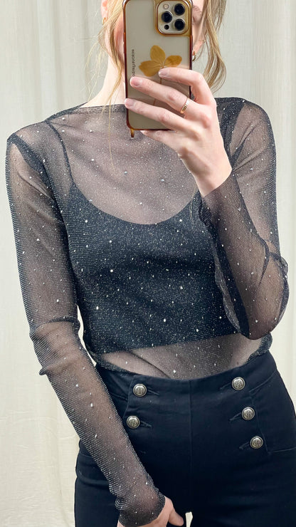 Top Anna – Top en résille pailletée