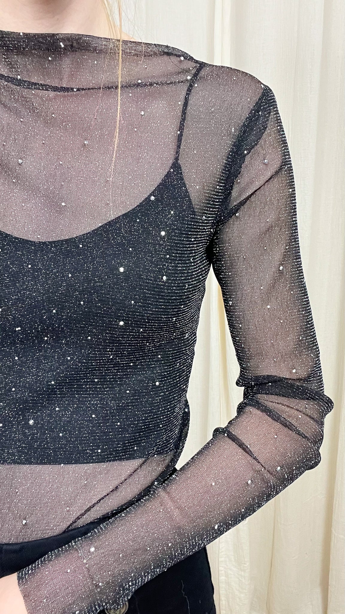 Top Anna – Top en résille pailletée