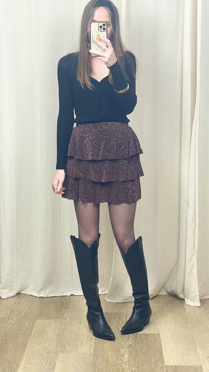 Jupe Alma – Jupe courte à volants pailletée