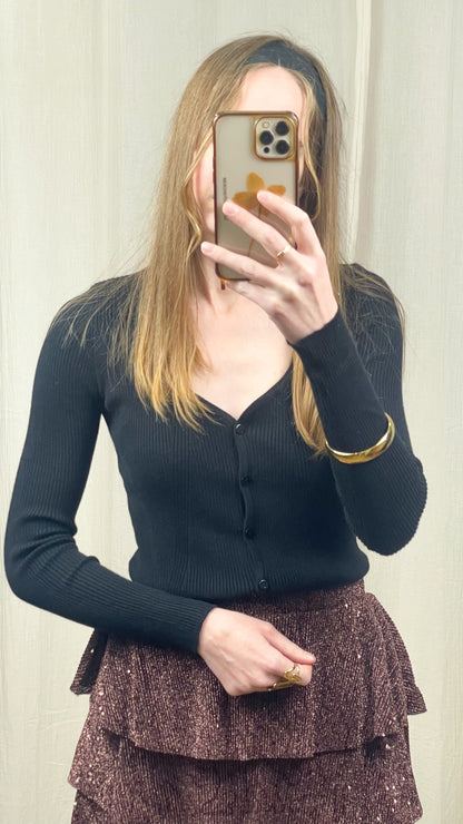 Pull Flavia – Cardigan côtelé ajusté