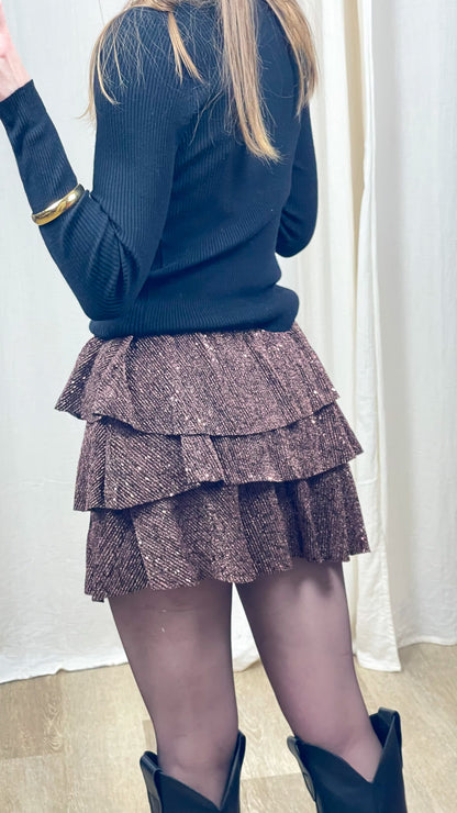 Jupe Alma – Jupe courte à volants pailletée