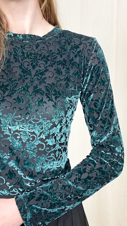 Top Stella – Top velours motif baroque