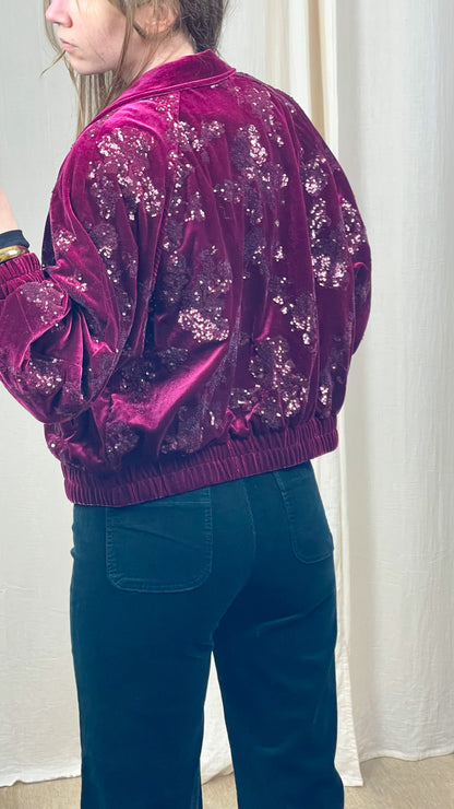 Veste Solène – Bomber en velours brodé de sequins