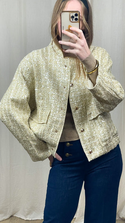 Bomber Léna – Bomber texturé à sequins dorés