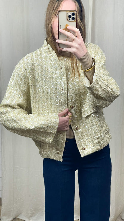 Bomber Léna – Bomber texturé à sequins dorés