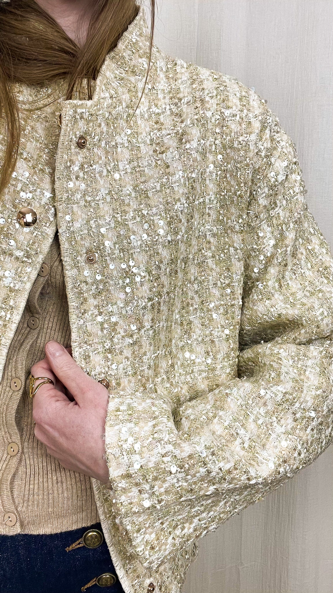 Bomber Léna – Bomber texturé à sequins dorés