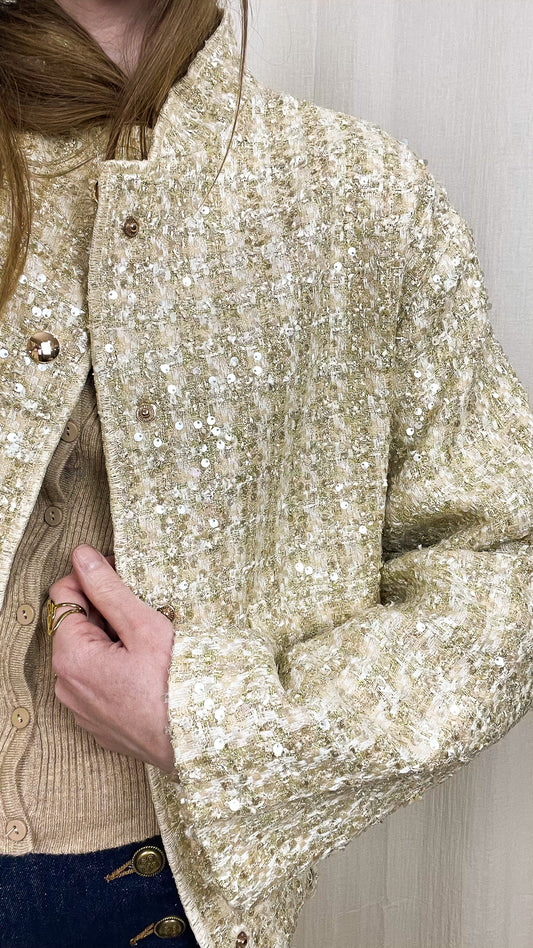 Bomber Léna – Bomber texturé à sequins dorés
