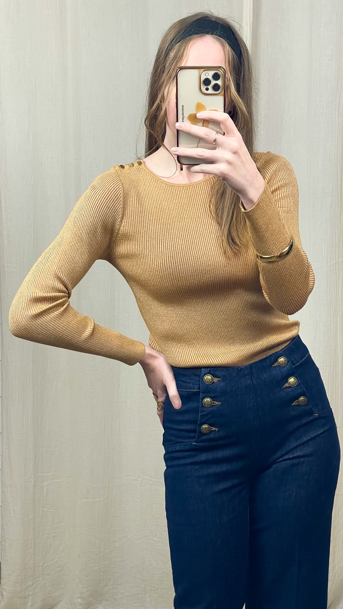 Pull Cypriane – Pull fin pailleté à boutons épaule