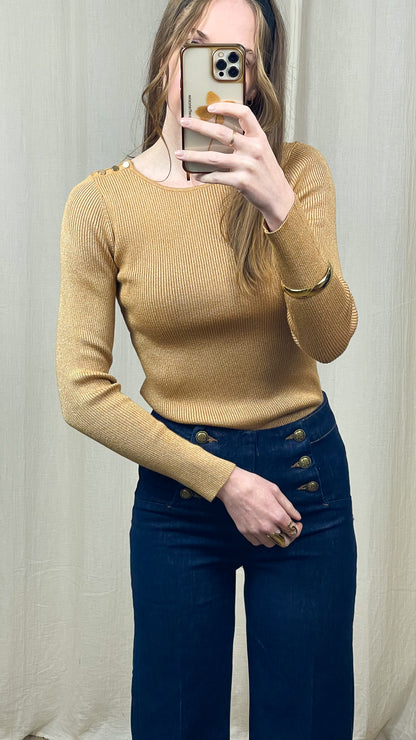 Pull Cypriane – Pull fin pailleté à boutons épaule