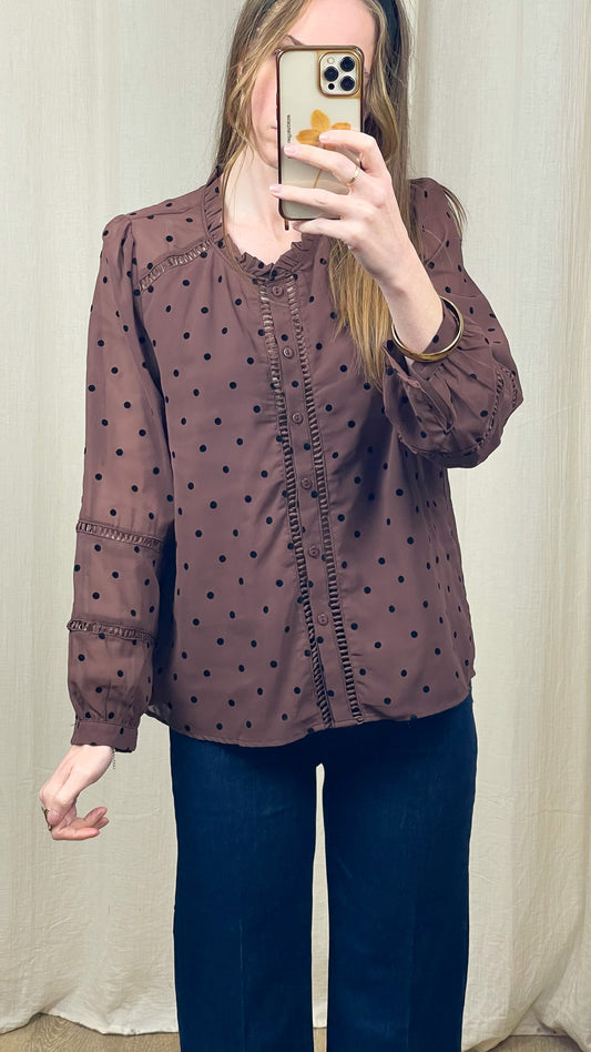 Blouse Déotille – Blouse à pois et détails plumetis