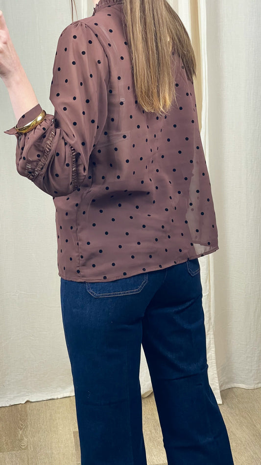 Blouse Déotille – Blouse à pois et détails plumetis