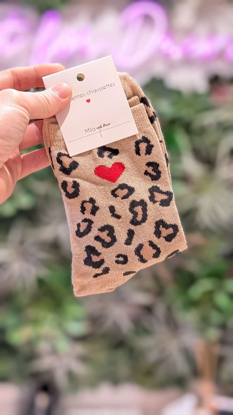 Chaussettes à paillettes léopard + MESSAGE