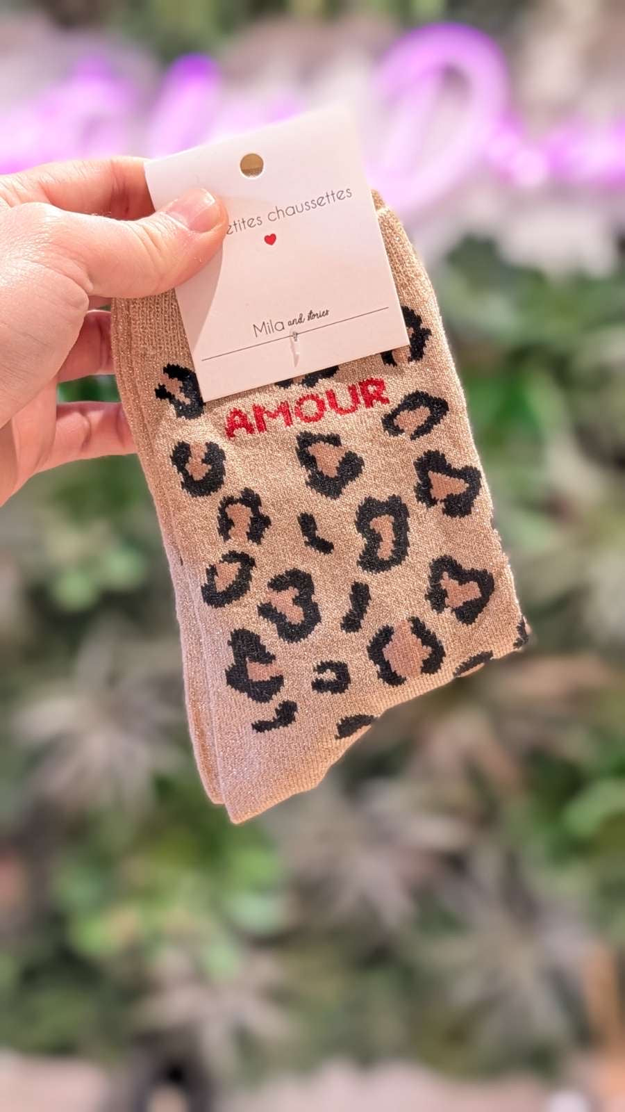 Chaussettes à paillettes léopard + MESSAGE