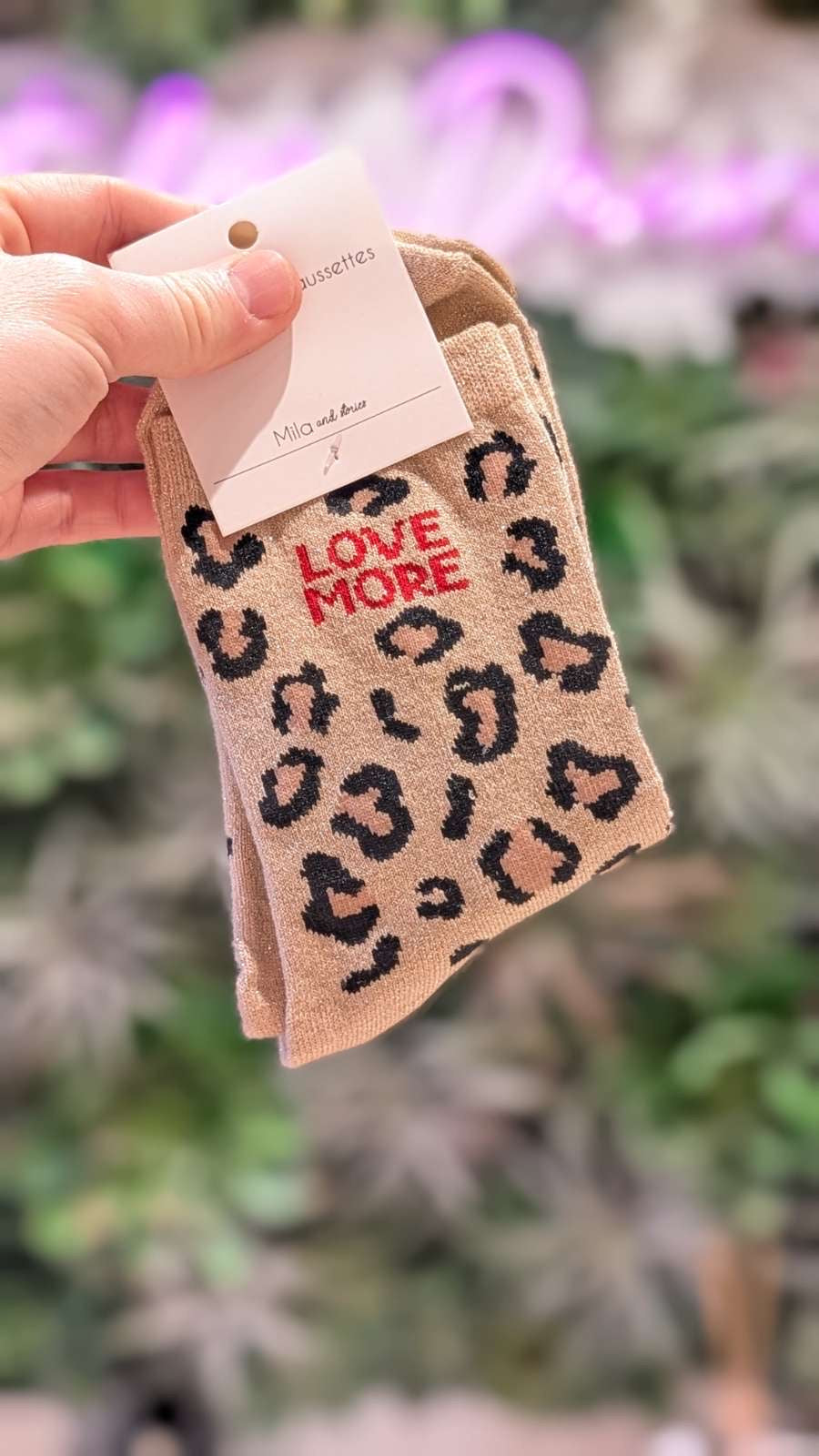 Chaussettes à paillettes léopard + MESSAGE