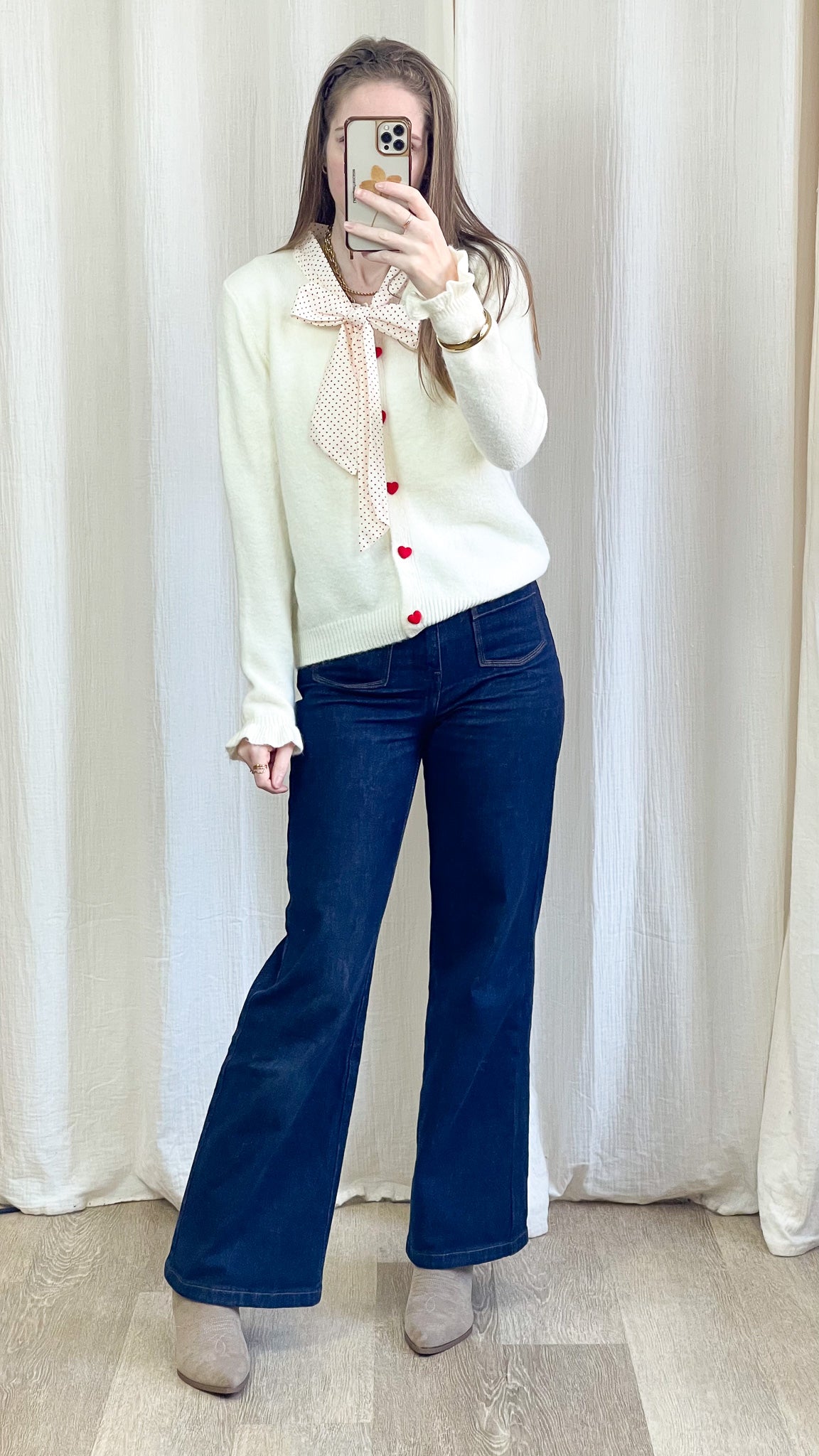 Pull Lolita - Pull col lavallière avec boutons cœur