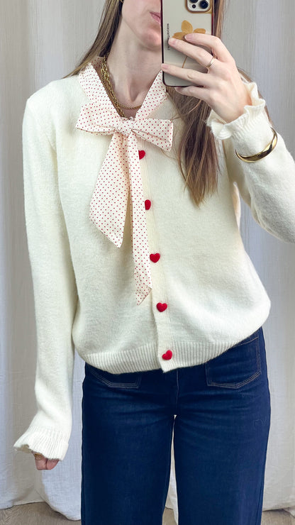 Pull Lolita - Pull col lavallière avec boutons cœur