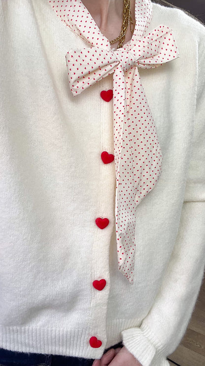 Pull Lolita - Pull col lavallière avec boutons cœur