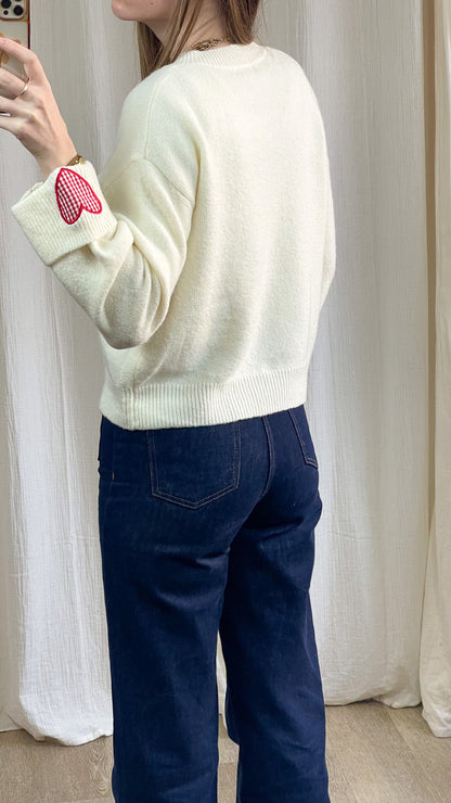 Pull Cassandra - Pull avec patch cœur vichy rouge