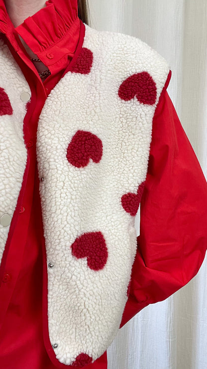 Gilet Emy - Gilet moumoute imprimé coeurs