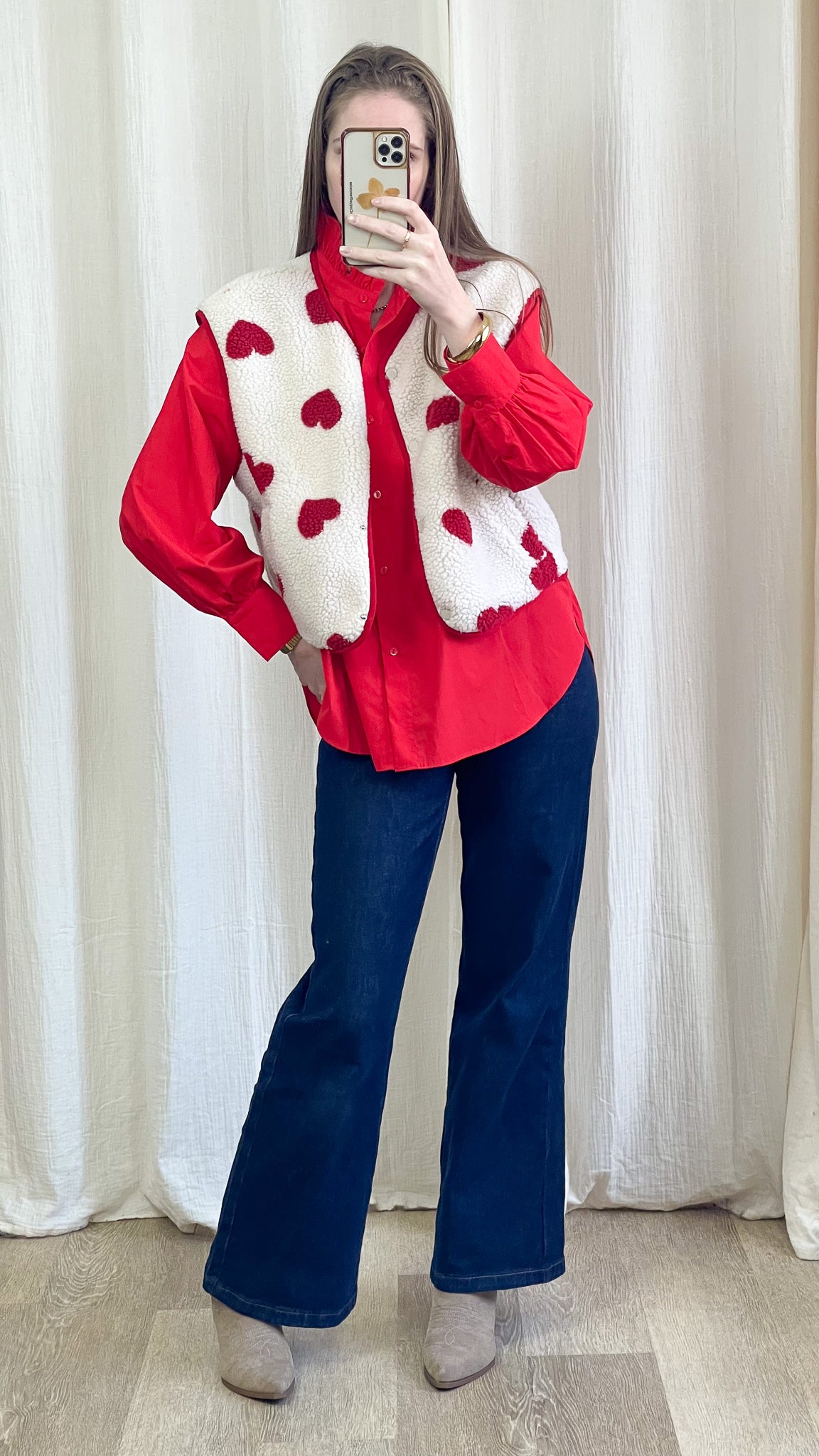 Gilet Emy - Gilet moumoute imprimé coeurs