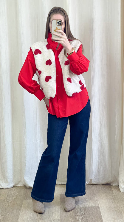 Gilet Emy - Gilet moumoute imprimé coeurs