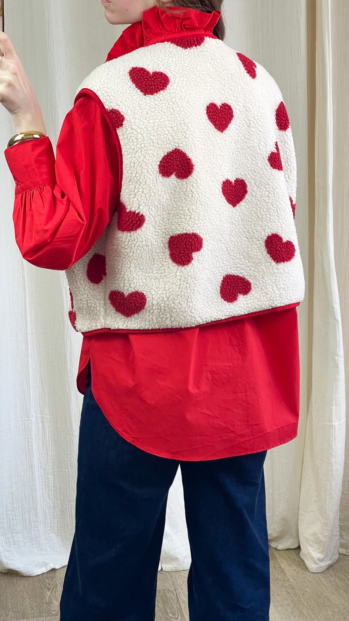 Gilet Emy - Gilet moumoute imprimé coeurs