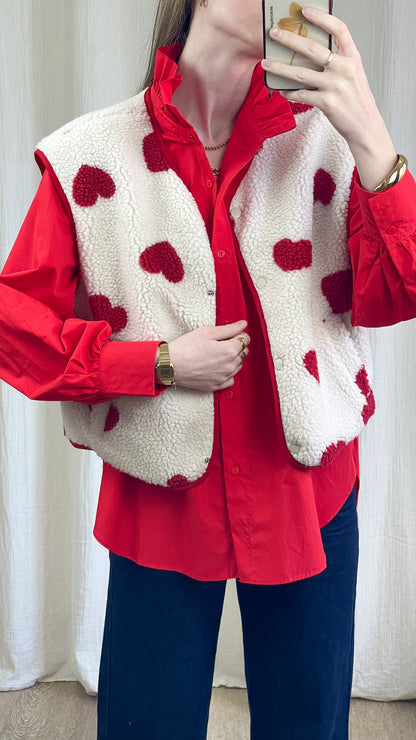Gilet Emy - Gilet moumoute imprimé coeurs