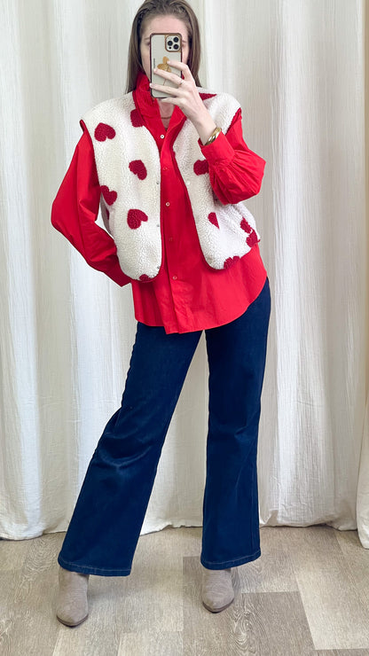 Gilet Emy - Gilet moumoute imprimé coeurs