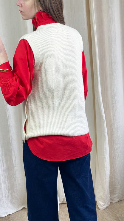 Pull Claire - Pull coeur vichy rouge