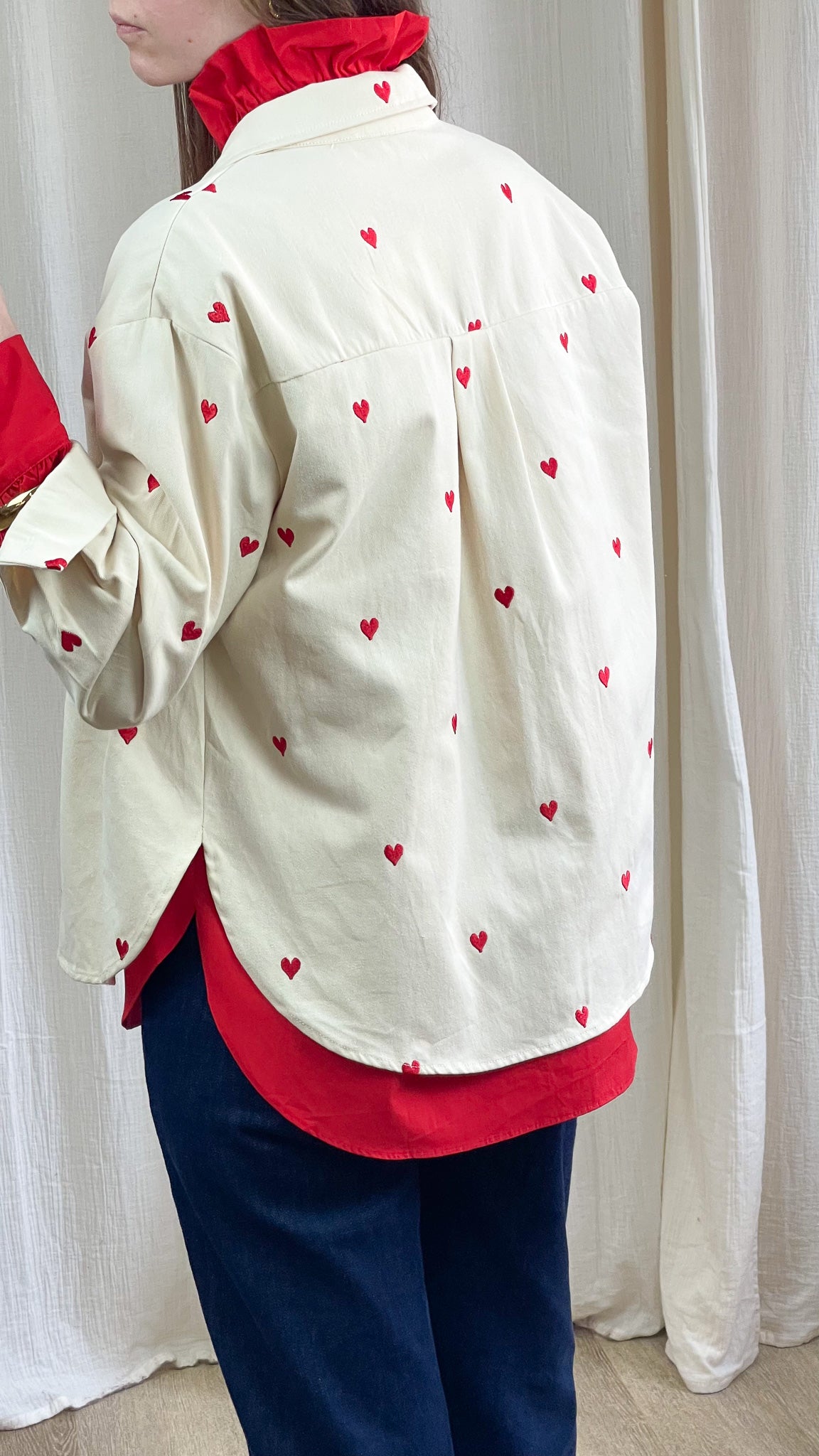 Chemise Love - Chemise en coton à cœurs brodés