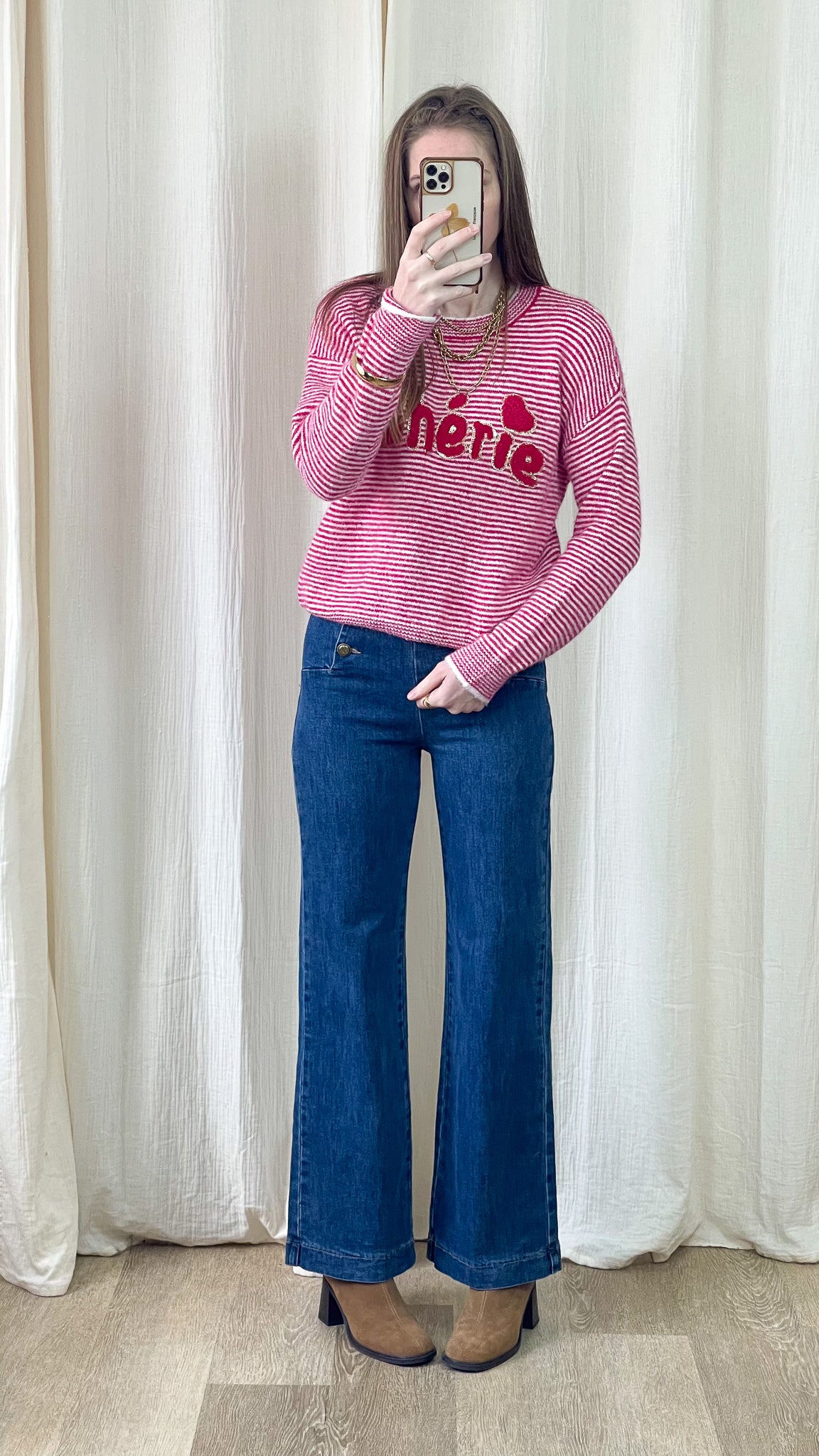 Pull Darling - Pull rayé rose « Chérie »