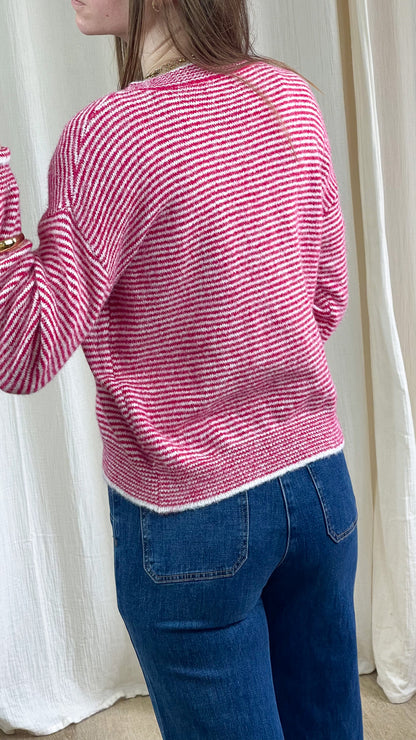 Pull Darling - Pull rayé rose « Chérie »