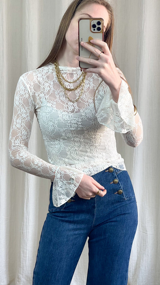 Top Sarah - Top en dentelle blanc