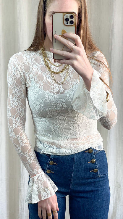 Top Sarah - Top en dentelle blanc