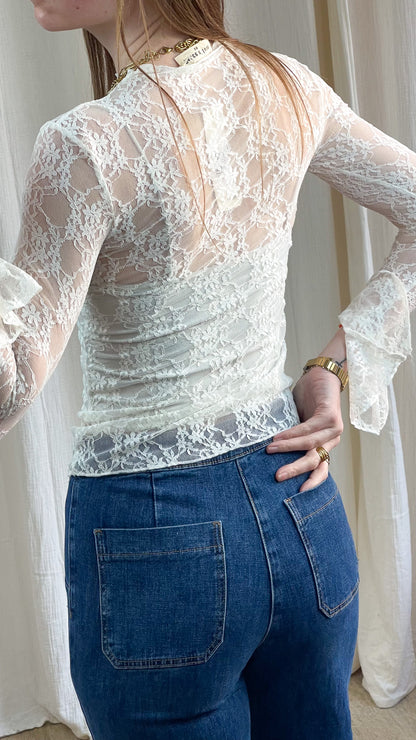Top Sarah - Top en dentelle blanc